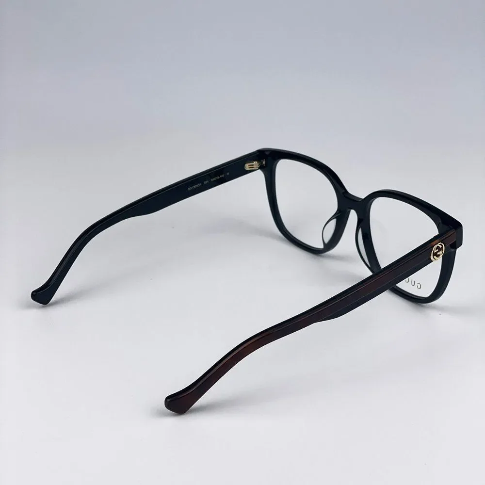 Gucci GG1305OA 001 Eyeglasses Black Havana Rectangle Women